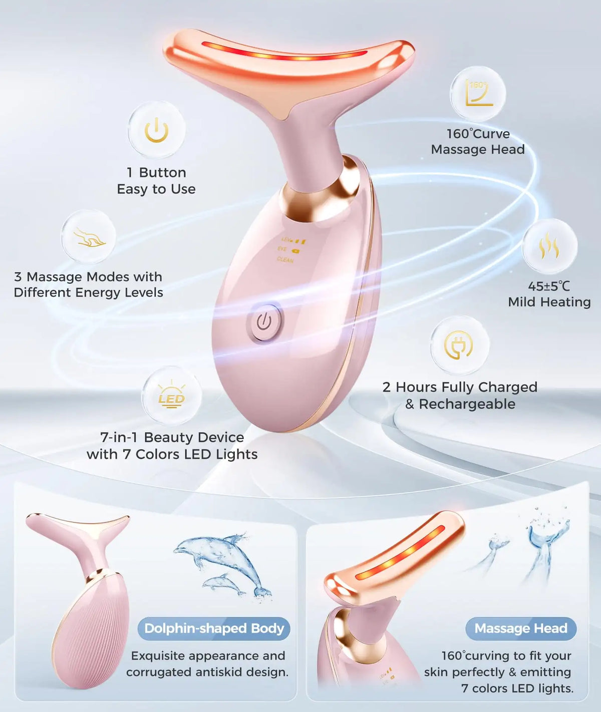 LED Face And Neck Massager For Home Skincare Device