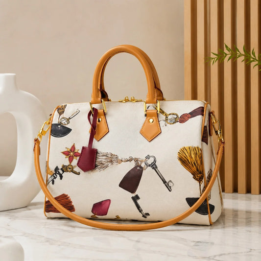 Unisex Canvas Graffiti Crossbody Bag With Casual Tote Design