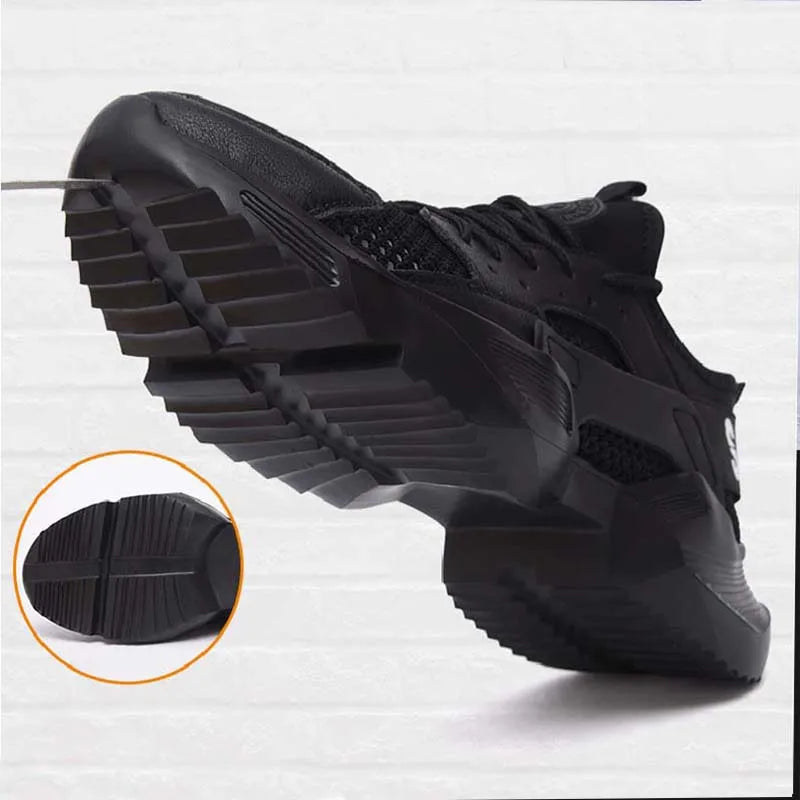 BPLJGYF Men Steel Toe Safety Boots Breathable Lightweight Work Shoes