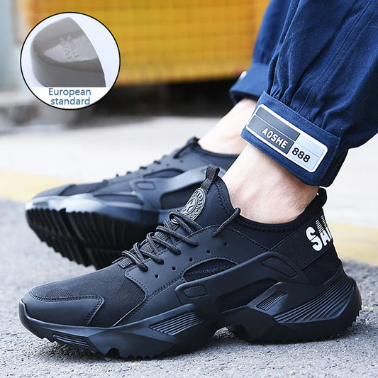 BPLJGYF Men Steel Toe Safety Boots Breathable Lightweight Work Shoes
