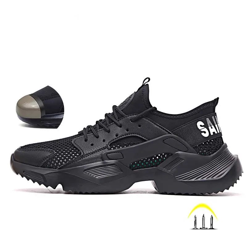 BPLJGYF Men Steel Toe Safety Boots Breathable Lightweight Work Shoes