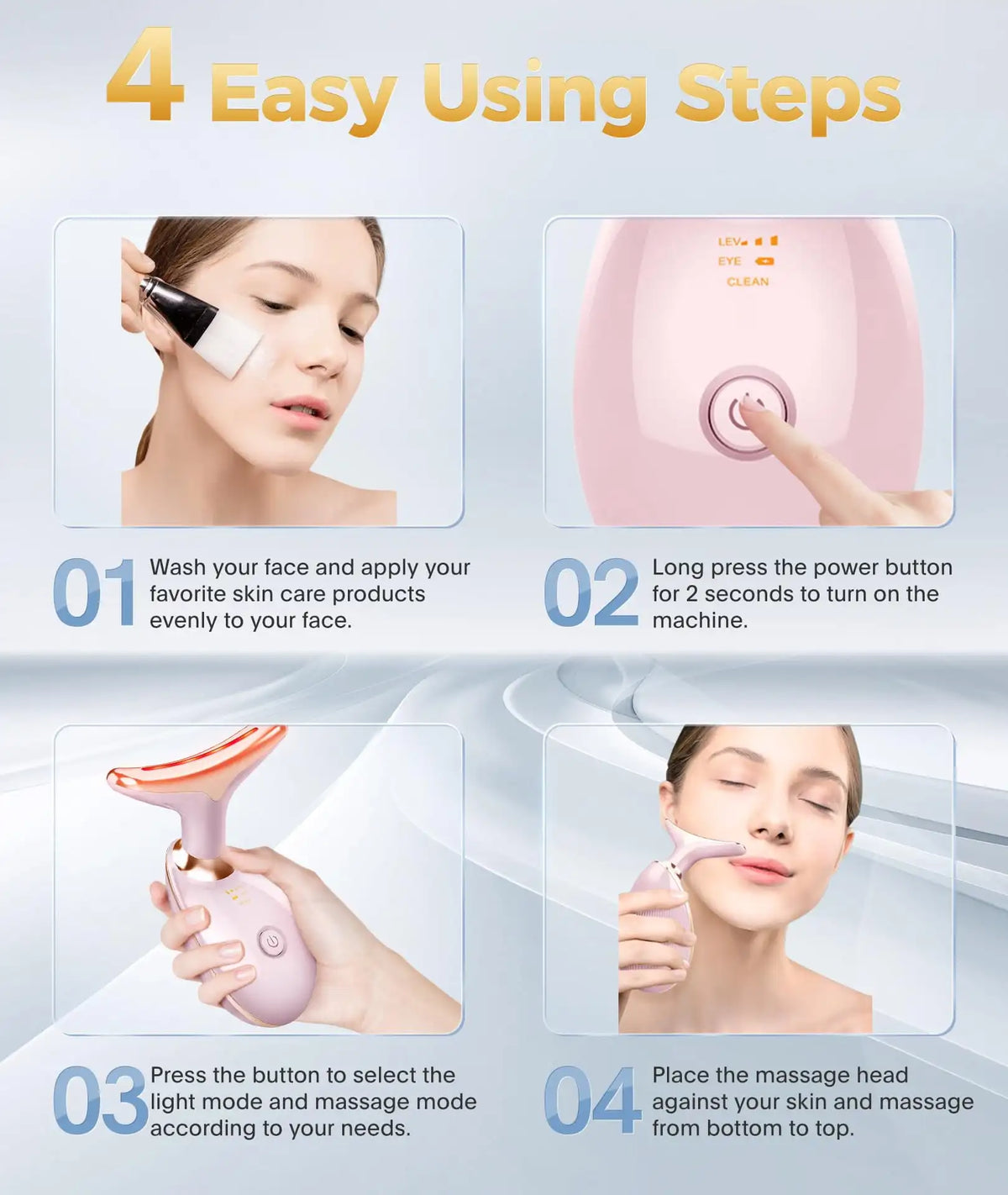 LED Face And Neck Massager For Home Skincare Device