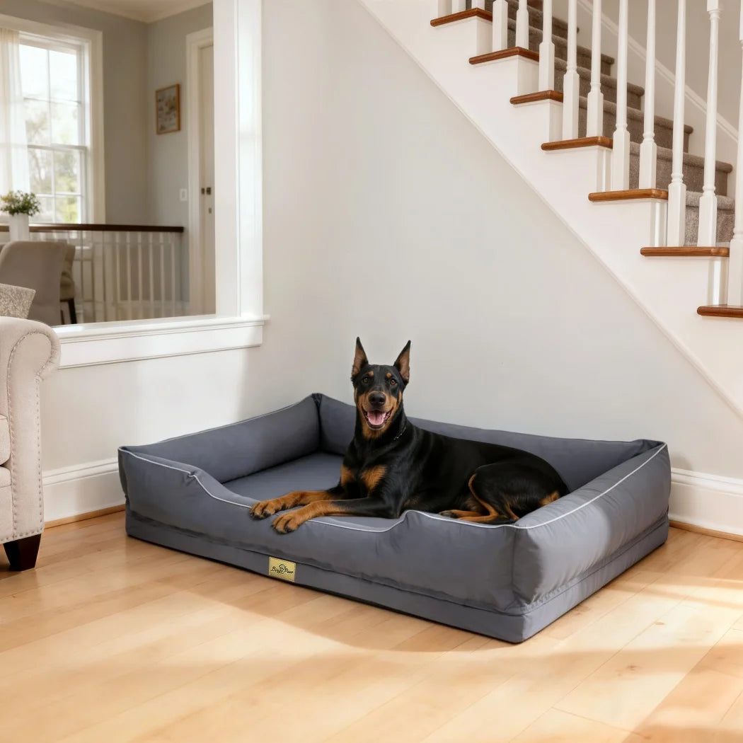 Borwart Orthopedic Dog Bed With Bolster Sides And Removable Cover