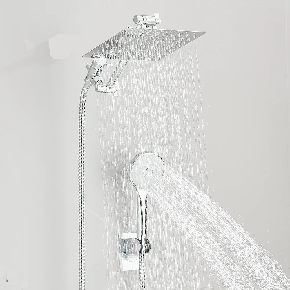 Quyanre High Pressure Rain Shower Head With Adjustable Handheld Arm