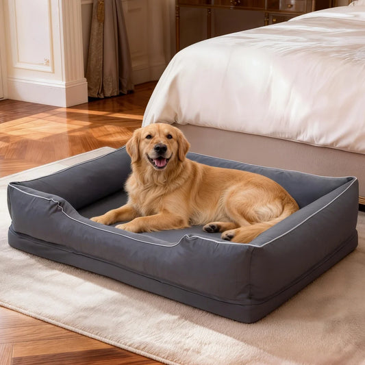 Borwart Orthopedic Dog Bed With Bolster Sides And Removable Cover