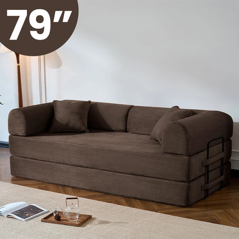 Modern Corduroy Folding Sofa Bed With Removable Fabric Cover