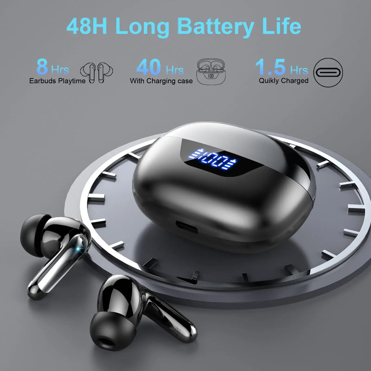 Jxrev Wireless Earbuds Bluetooth 5.3 ENC Mic 48H Battery