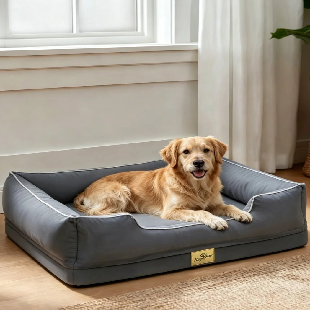 Borwart Orthopedic Dog Bed With Bolster Sides And Removable Cover