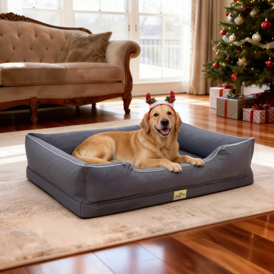 Borwart Orthopedic Dog Bed With Bolster Sides And Removable Cover