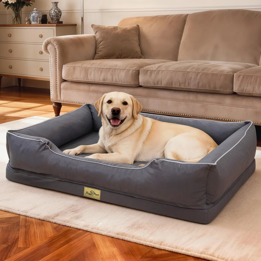 Borwart Orthopedic Dog Bed With Bolster Sides And Removable Cover