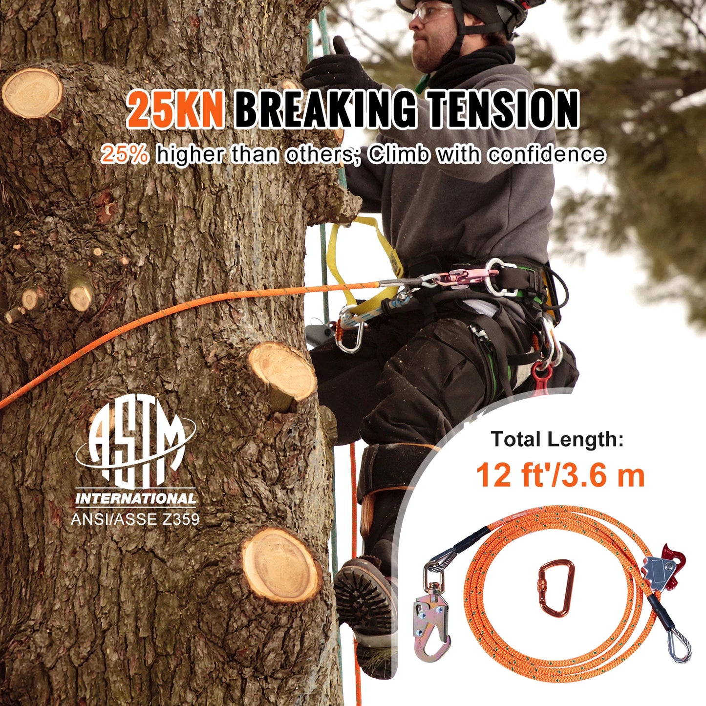 Stainless Steel Wire Core Tree Climbing Flip Line Kit