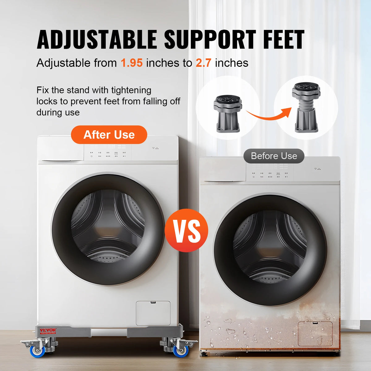 SucceBuy Adjustable Refrigerator Stand With Four Locking Caster Wheels