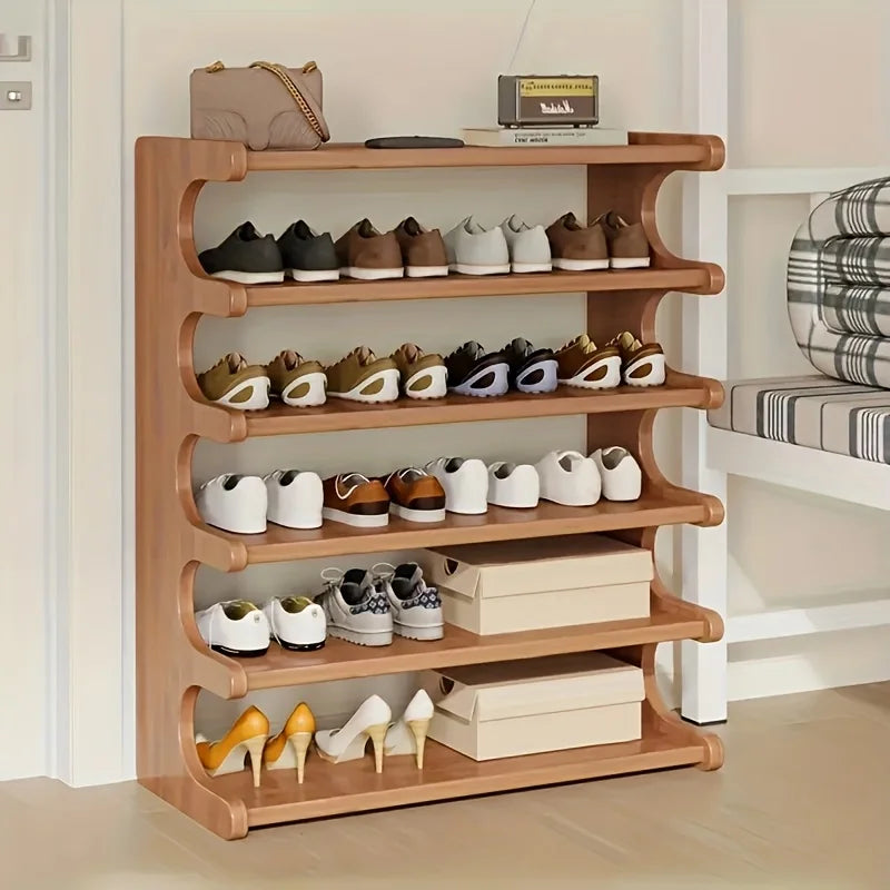 Premium Wood Grain Shoe Rack With Practical Multi Tier Storage