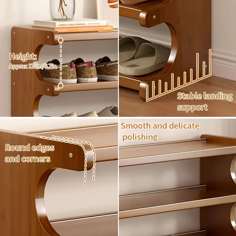 Premium Wood Grain Shoe Rack With Practical Multi Tier Storage