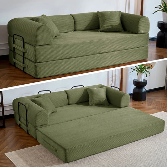 Modern Corduroy Folding Sofa Bed With Removable Fabric Cover