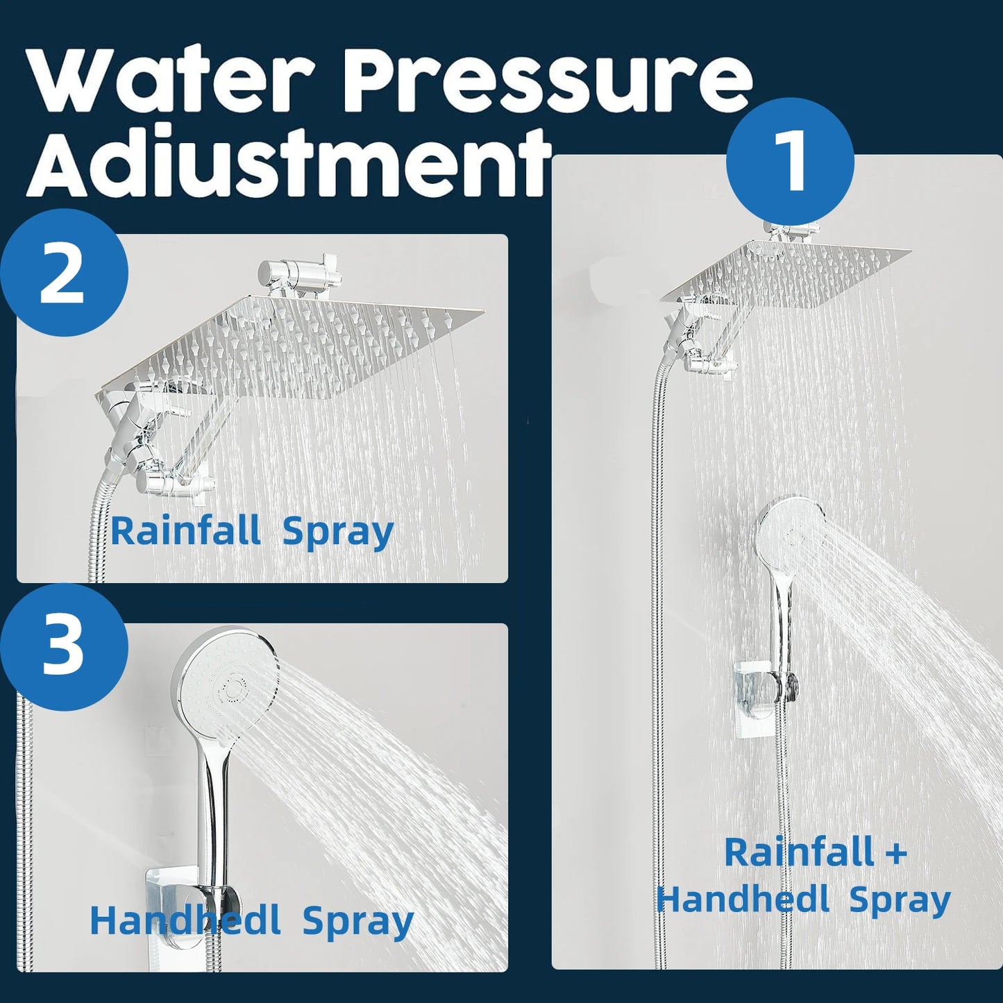 Quyanre High Pressure Rain Shower Head With Adjustable Handheld Arm